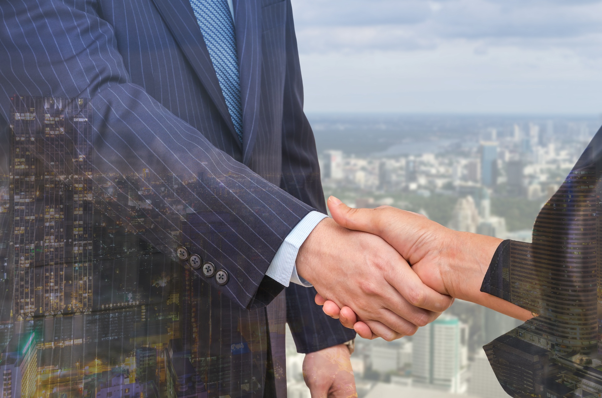 double exposure handshake between businessman on c 2022 12 16 03 22 38 utc